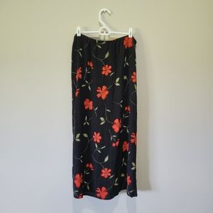 Grunge Side Slit Midi Skirt Red Lfowers Size Large